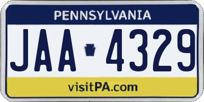 PA license plate JAA4329
