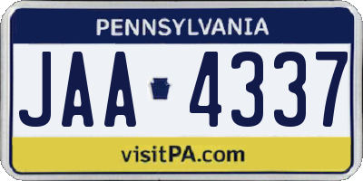 PA license plate JAA4337