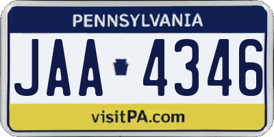PA license plate JAA4346