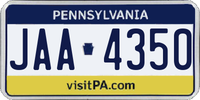 PA license plate JAA4350