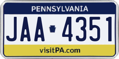 PA license plate JAA4351