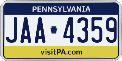 PA license plate JAA4359