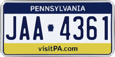 PA license plate JAA4361