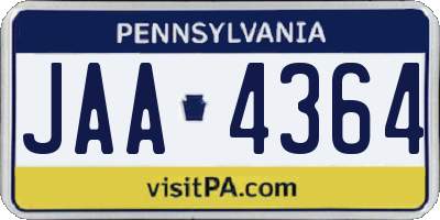 PA license plate JAA4364