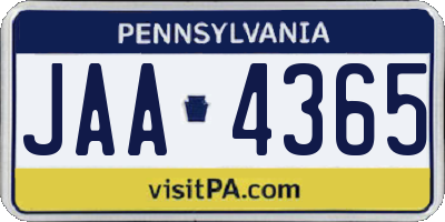 PA license plate JAA4365