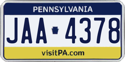 PA license plate JAA4378