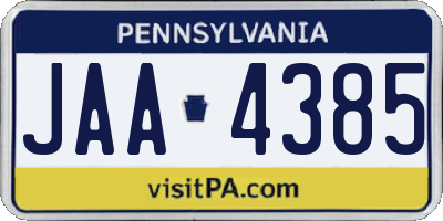 PA license plate JAA4385