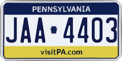 PA license plate JAA4403