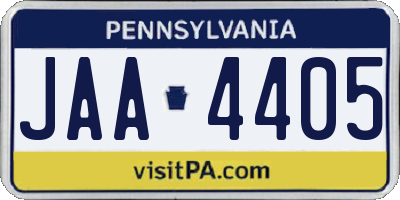 PA license plate JAA4405