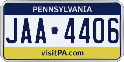 PA license plate JAA4406