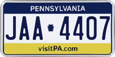 PA license plate JAA4407