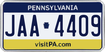 PA license plate JAA4409