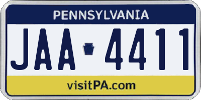 PA license plate JAA4411