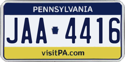 PA license plate JAA4416