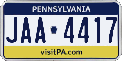 PA license plate JAA4417