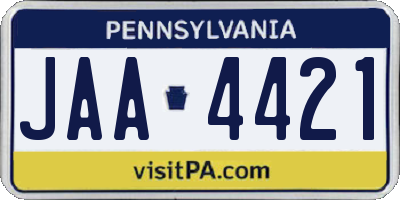 PA license plate JAA4421