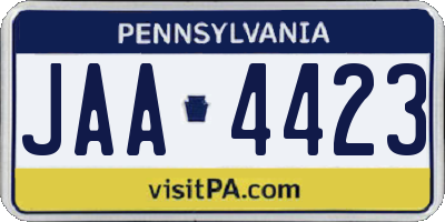 PA license plate JAA4423