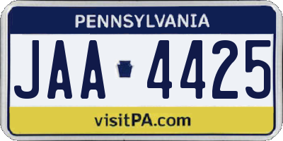 PA license plate JAA4425