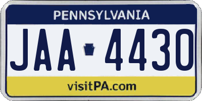 PA license plate JAA4430