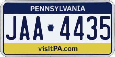 PA license plate JAA4435