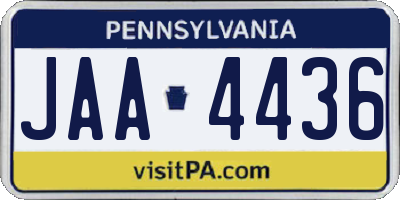 PA license plate JAA4436