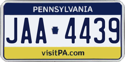 PA license plate JAA4439