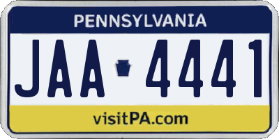 PA license plate JAA4441