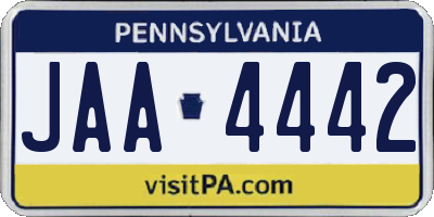 PA license plate JAA4442