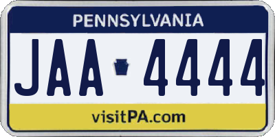 PA license plate JAA4444