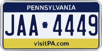 PA license plate JAA4449