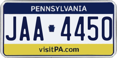 PA license plate JAA4450