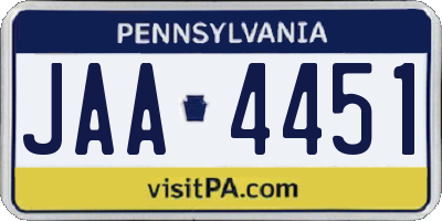 PA license plate JAA4451
