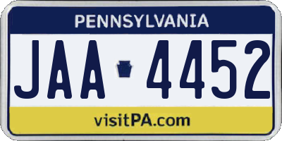 PA license plate JAA4452