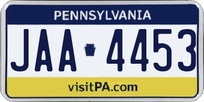 PA license plate JAA4453