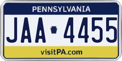 PA license plate JAA4455