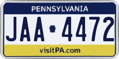 PA license plate JAA4472