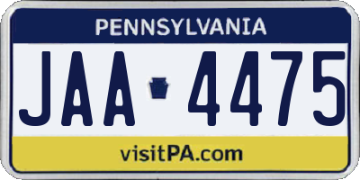 PA license plate JAA4475