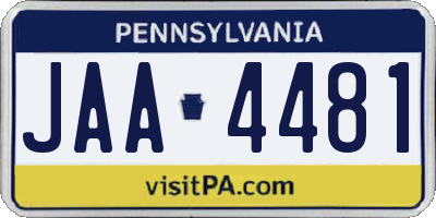 PA license plate JAA4481