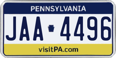 PA license plate JAA4496