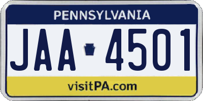 PA license plate JAA4501