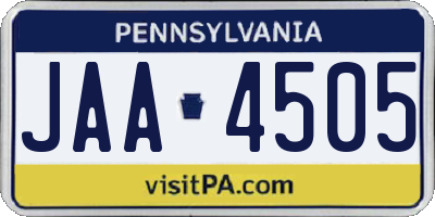 PA license plate JAA4505