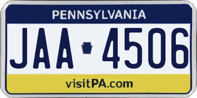 PA license plate JAA4506