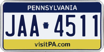 PA license plate JAA4511