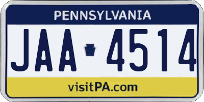 PA license plate JAA4514