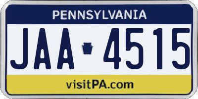 PA license plate JAA4515