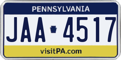 PA license plate JAA4517