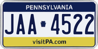 PA license plate JAA4522