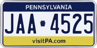 PA license plate JAA4525