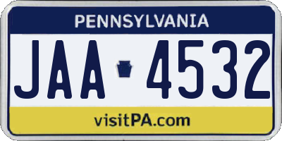 PA license plate JAA4532