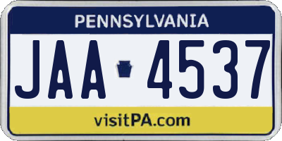 PA license plate JAA4537